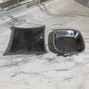 Vintage Mud Pie Silver Tray set Dragon Fly details Candy dish fragrance tray Y2K